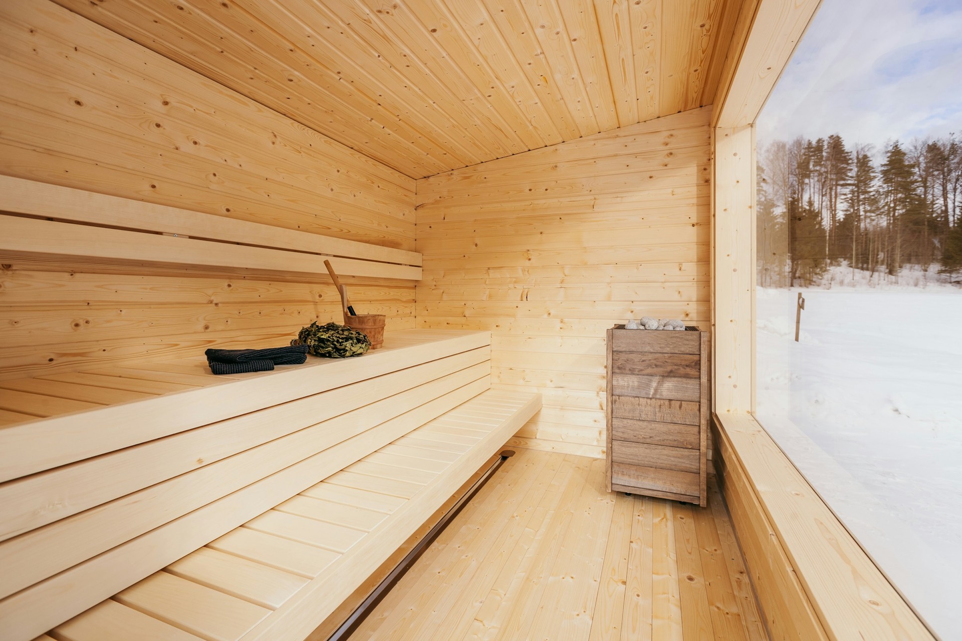 Sauna window snow